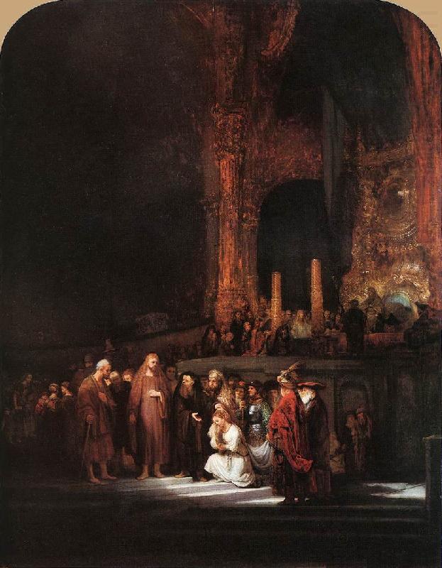 REMBRANDT Harmenszoon van Rijn Christ and the Woman Taken in Adultery china oil painting image